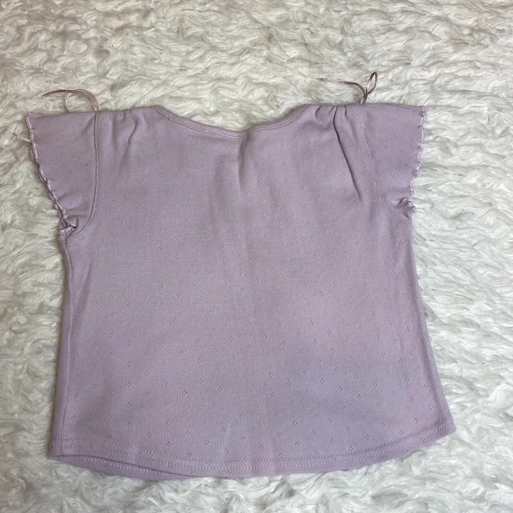 Cherokee Purple Short Sleeved Flower Flutter Top - Picture 3 of 7